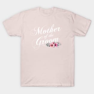 Simple and Elegant Mother of the Groom Floral Calligraphy T-Shirt